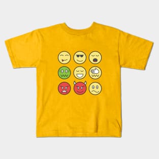 Set of Emoticons Kids T-Shirt